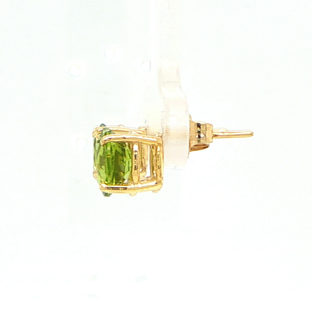 14K Yellow Gold 7mm Peridot Stud Earrings