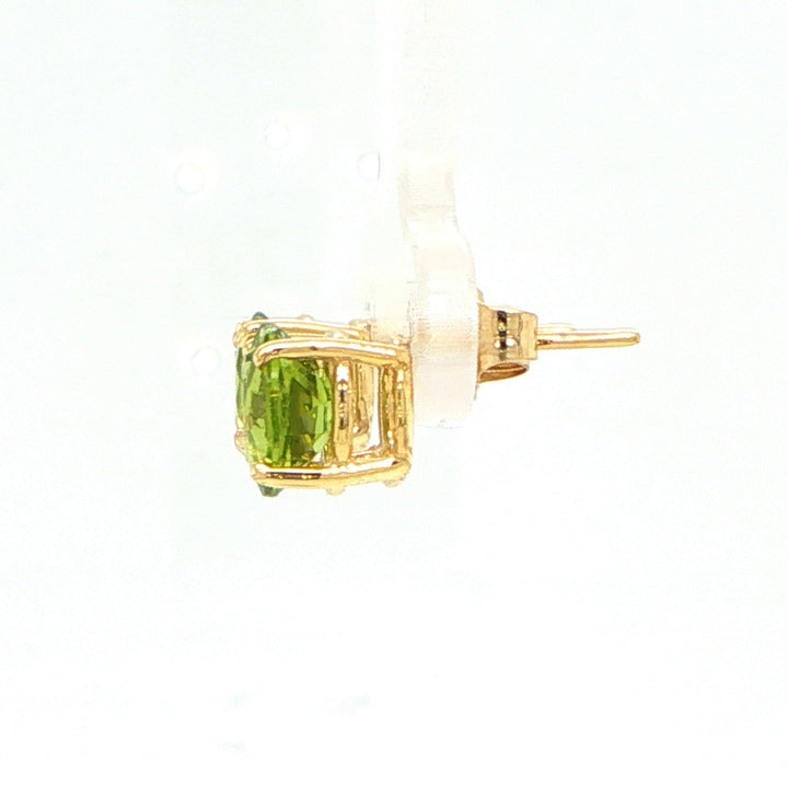 14K Yellow Gold 7mm Peridot Stud Earrings