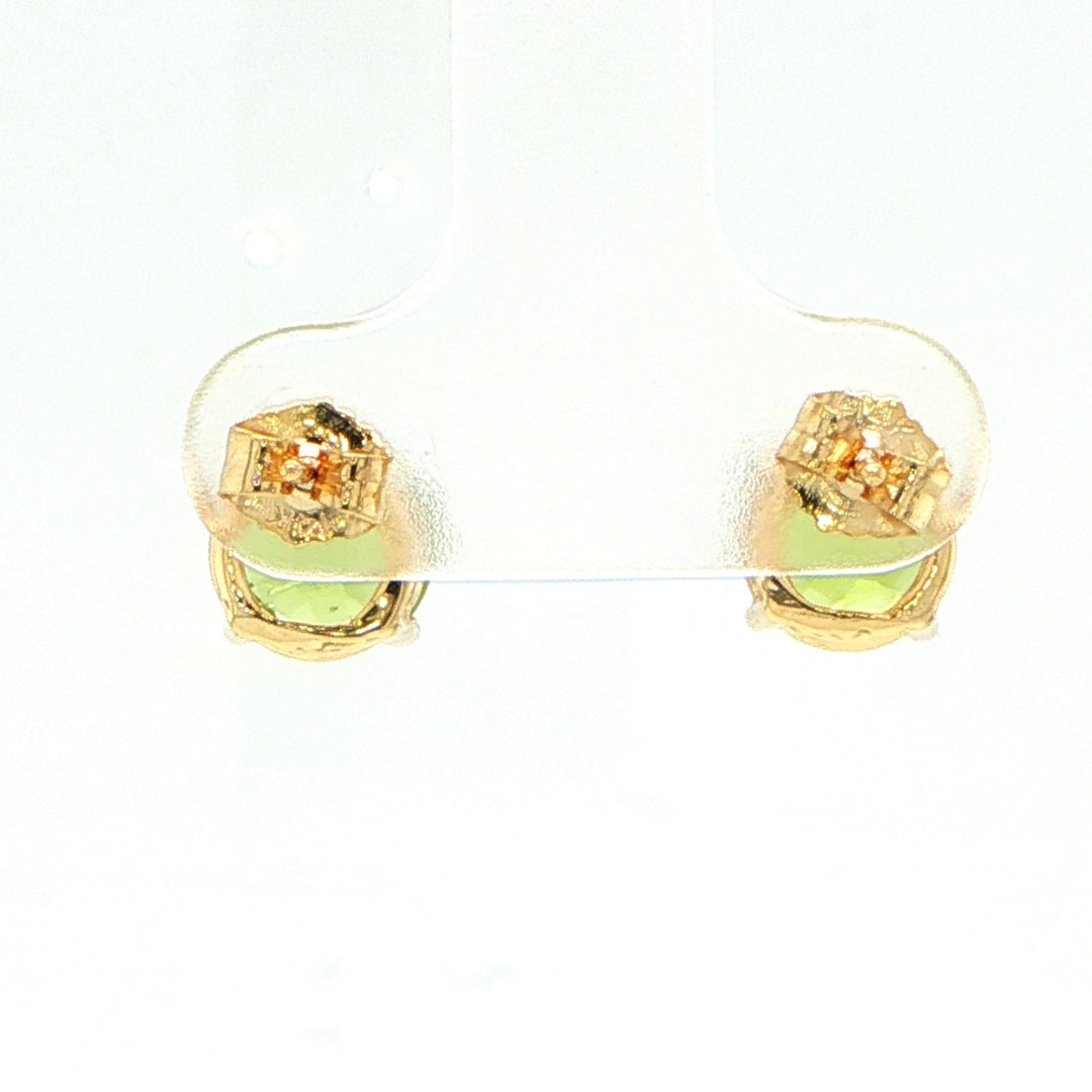 14K Yellow Gold 7mm Peridot Stud Earrings