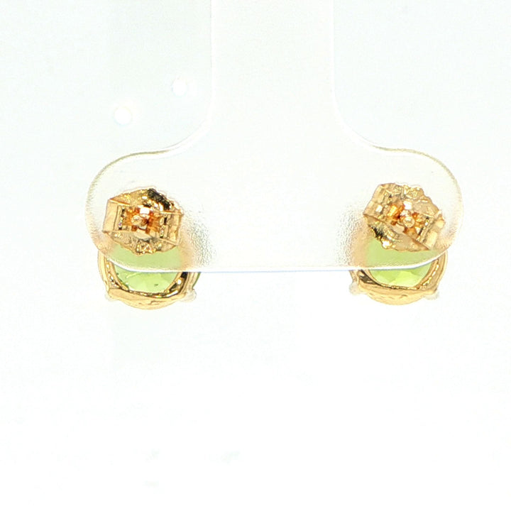 14K Yellow Gold 7mm Peridot Stud Earrings