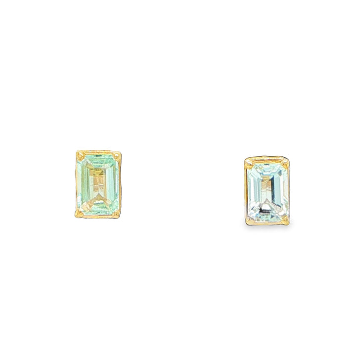 14K Yellow Gold Aquamarine Stud Earrings