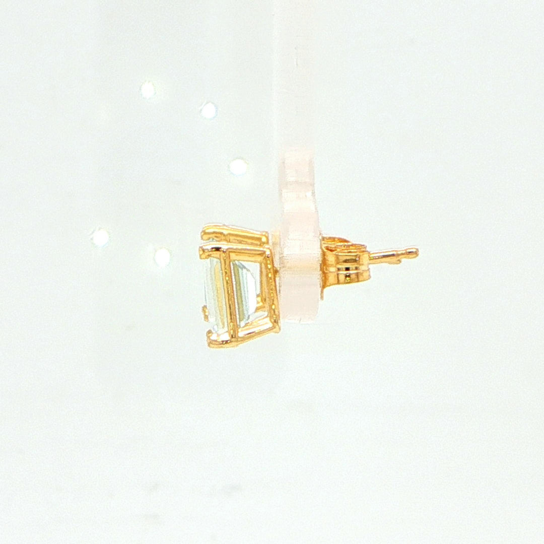 14K Yellow Gold Aquamarine Stud Earrings