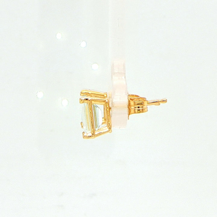 14K Yellow Gold Aquamarine Stud Earrings