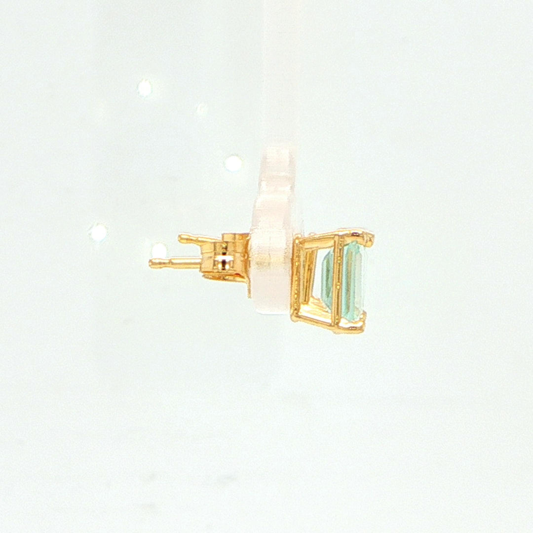 14K Yellow Gold Aquamarine Stud Earrings