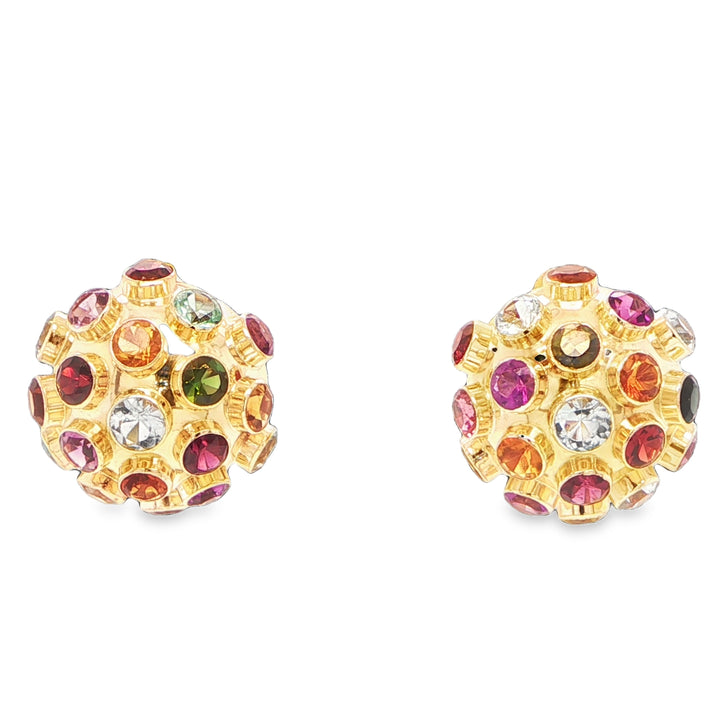 18K Yellow Gold Sputnik Multi-Gemstone Earrings