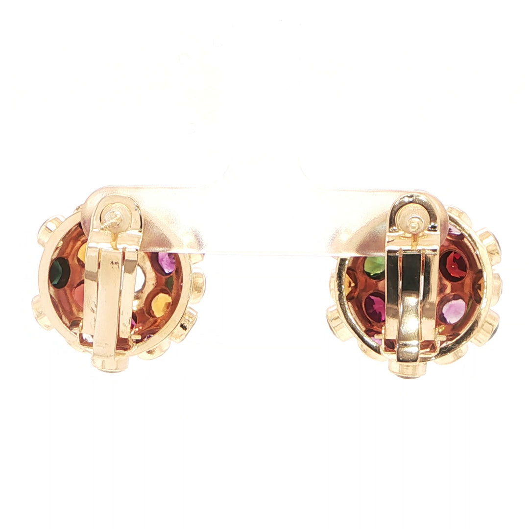 18K Yellow Gold Sputnik Multi-Gemstone Earrings
