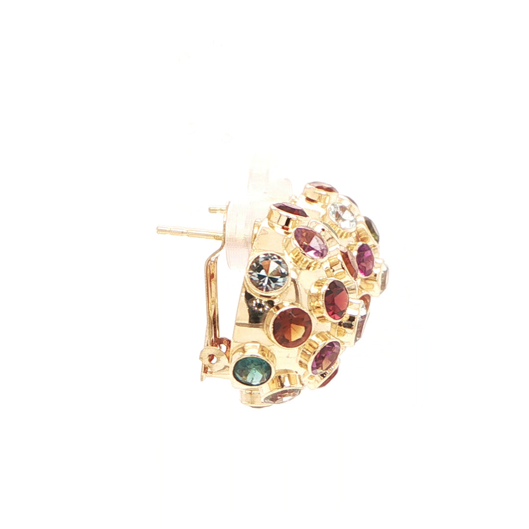 18K Yellow Gold Sputnik Multi-Gemstone Earrings