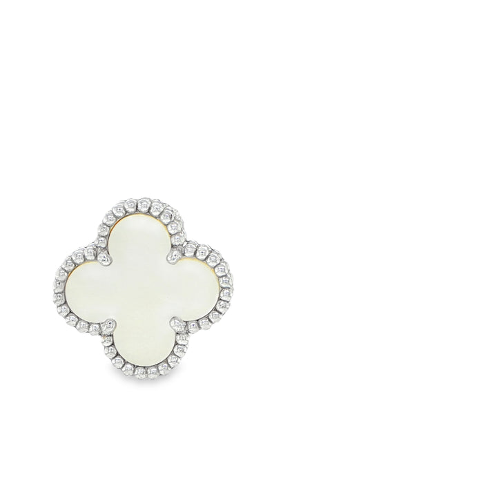 Van Cleef & Arpels 18K White Gold Mother of Pearl Alhambra Single Earring