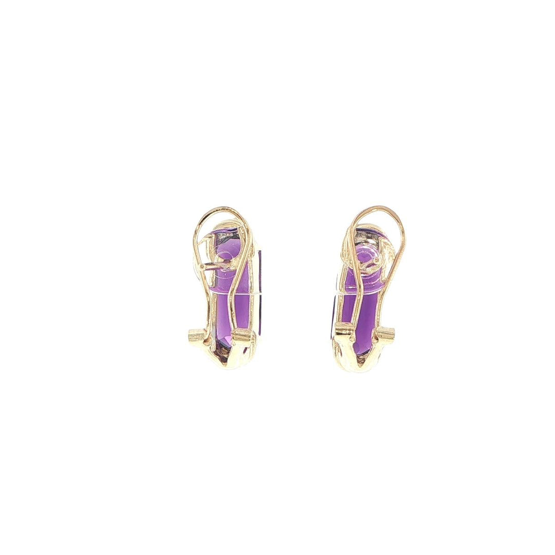 14K Yellow Gold Amethyst & Diamond Earrings