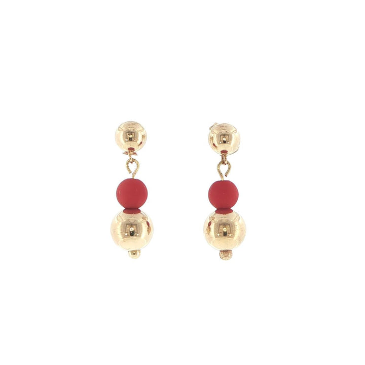 14K Yellow Gold Coral Drop Earrings