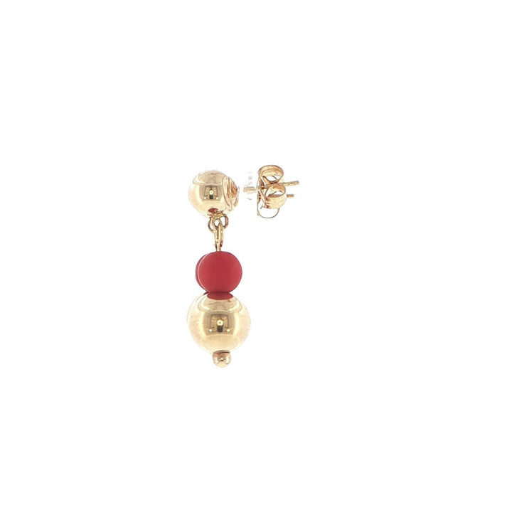14K Yellow Gold Coral Drop Earrings