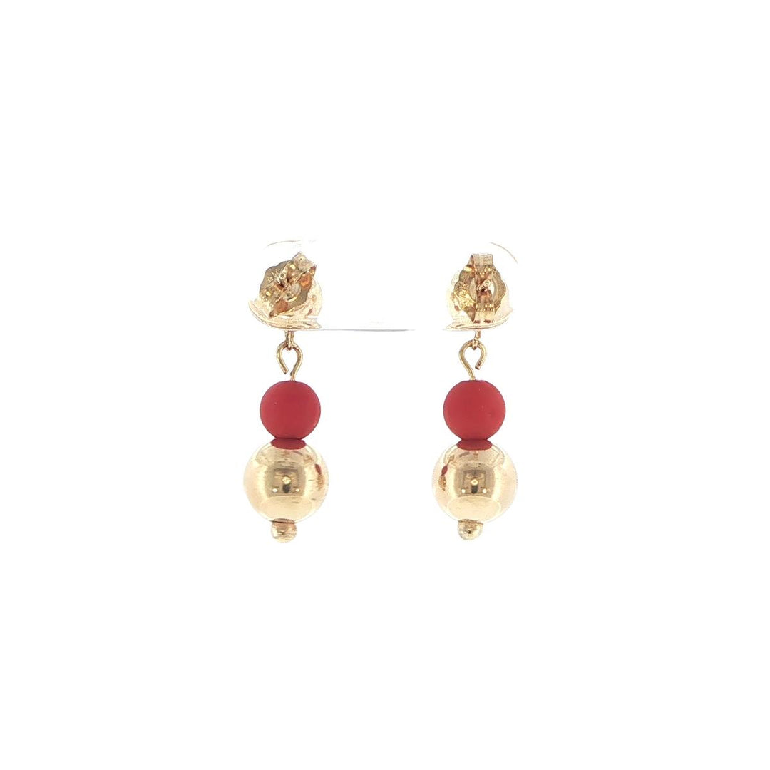 14K Yellow Gold Coral Drop Earrings