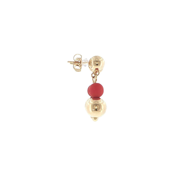 14K Yellow Gold Coral Drop Earrings