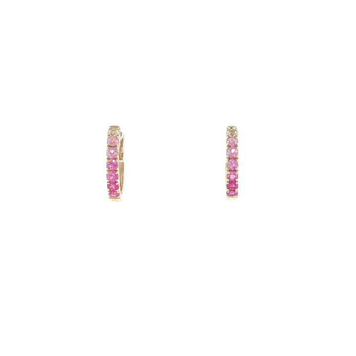 14K Yellow Gold Sapphire & Spinel Huggie Earrings