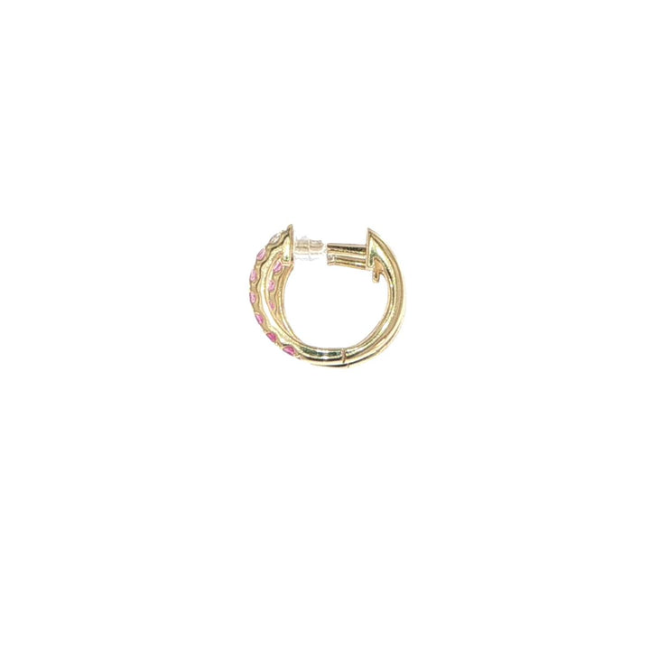 14K Yellow Gold Sapphire & Spinel Huggie Earrings