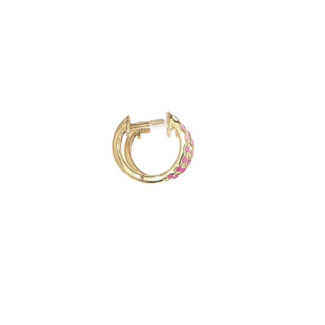 14K Yellow Gold Sapphire & Spinel Huggie Earrings
