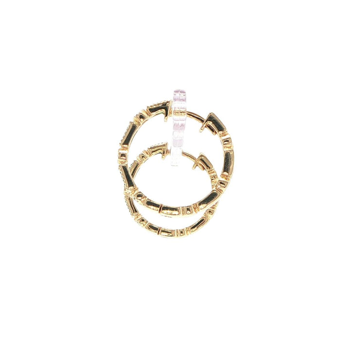 14K Yellow Gold Emerald & Diamond Hoop Earrings