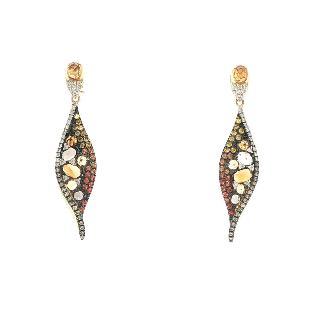 14K Yellow Gold Multi-Gemstone & Diamond Twist Drop Earrings