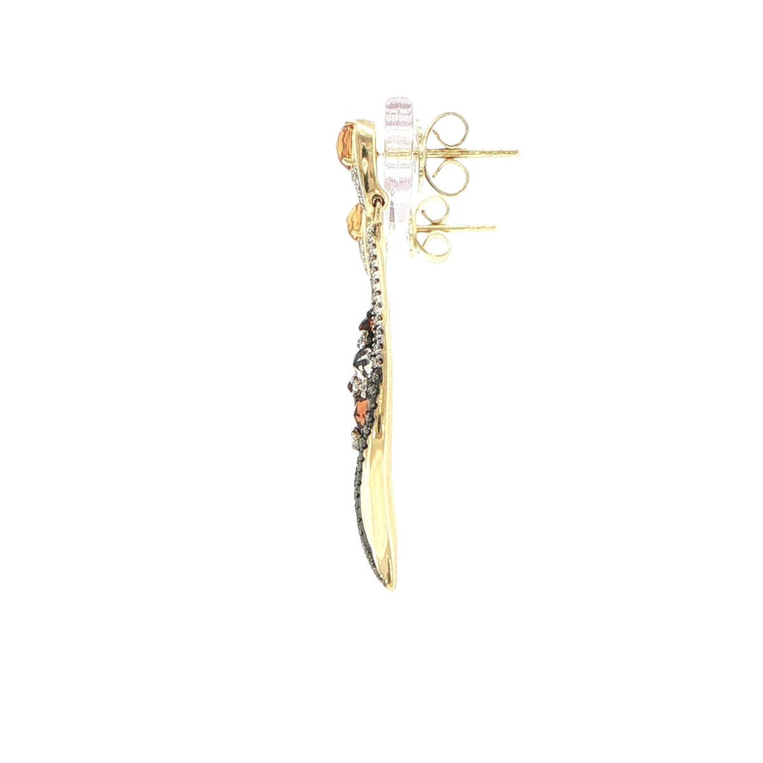 14K Yellow Gold Multi-Gemstone & Diamond Twist Drop Earrings