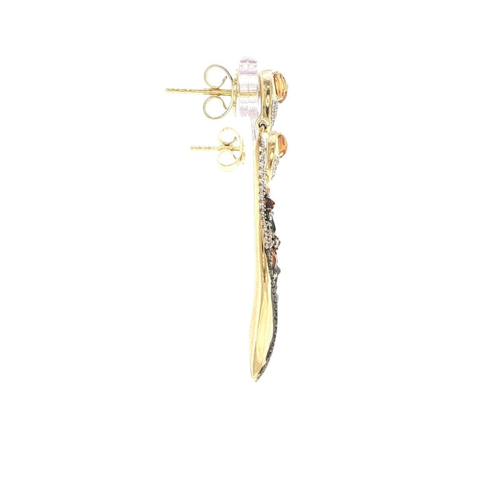 14K Yellow Gold Multi-Gemstone & Diamond Twist Drop Earrings