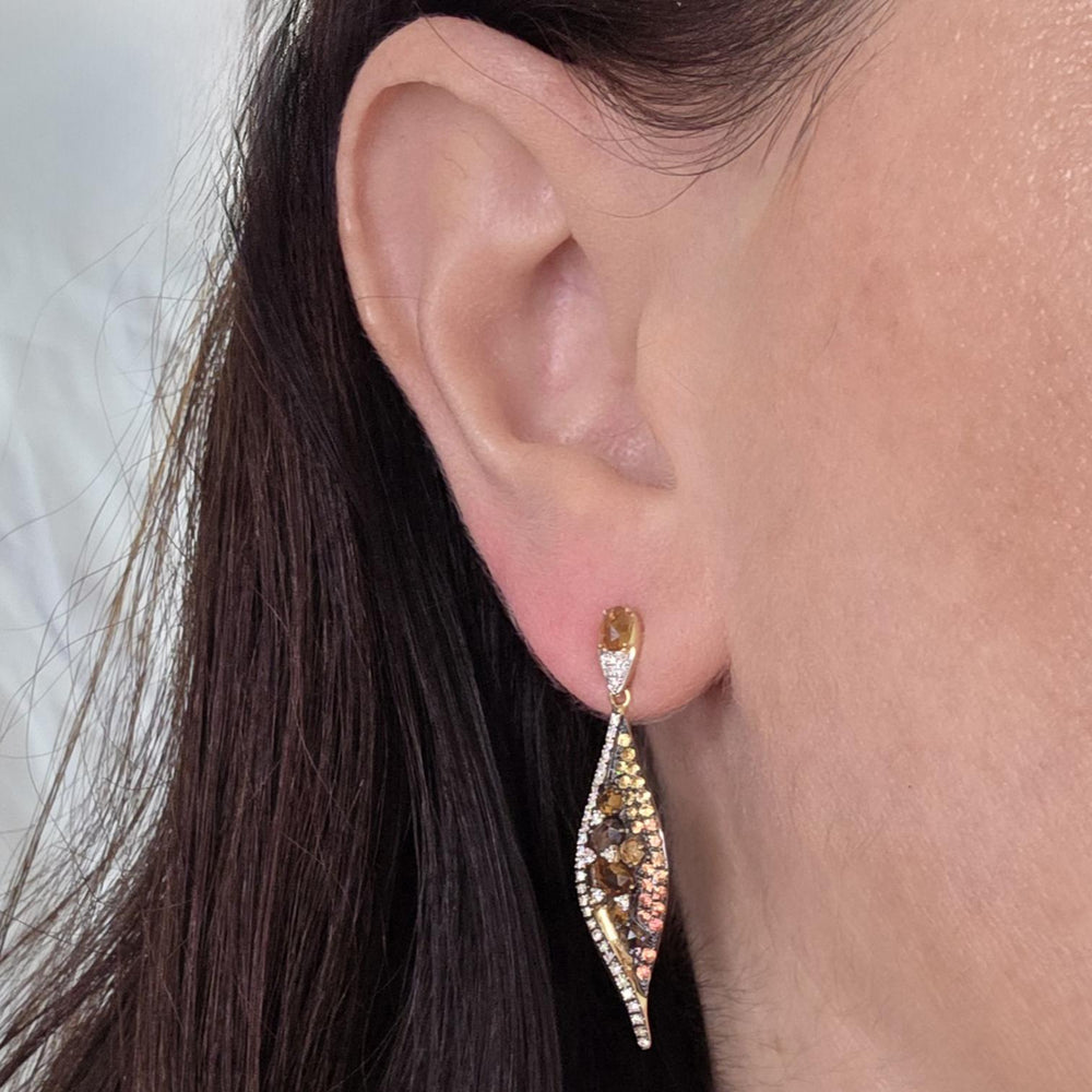 14K Yellow Gold Multi-Gemstone & Diamond Twist Drop Earrings