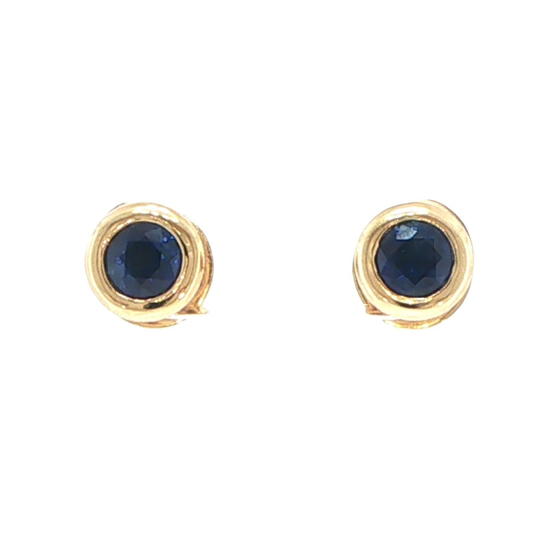 18K Yellow Gold Sapphire Stud Earrings
