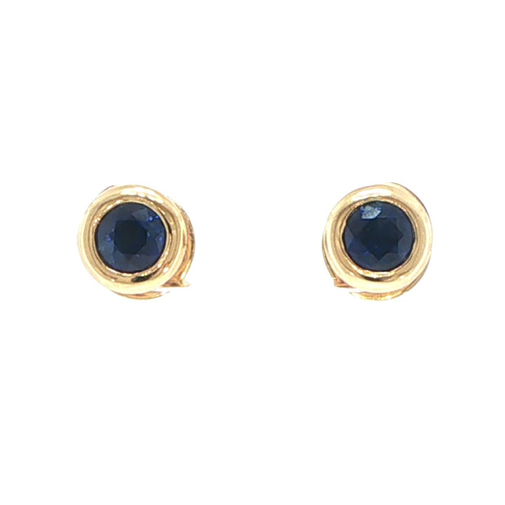 18K Yellow Gold Sapphire Stud Earrings