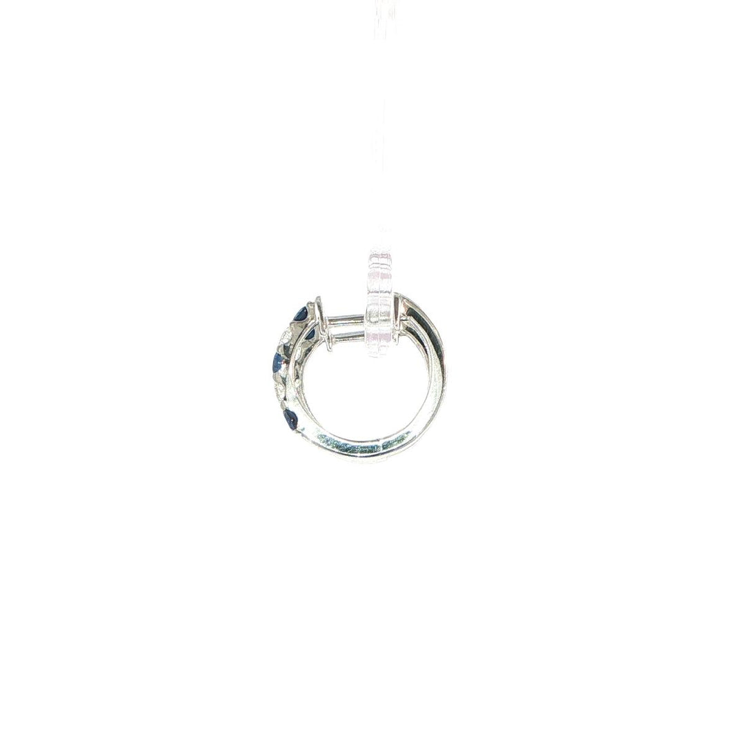 14K White Gold Sapphire & Diamond Huggie Earrings