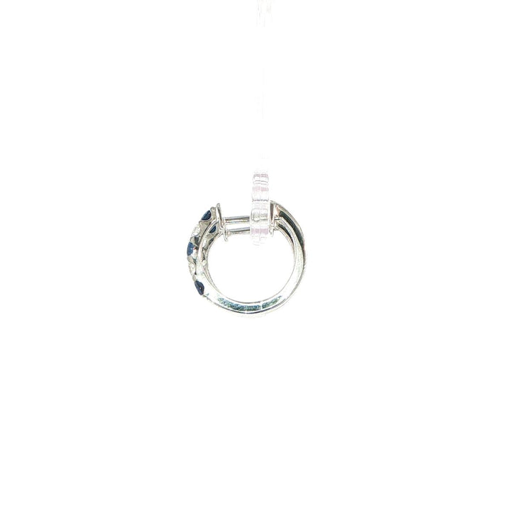 14K White Gold Sapphire & Diamond Huggie Earrings