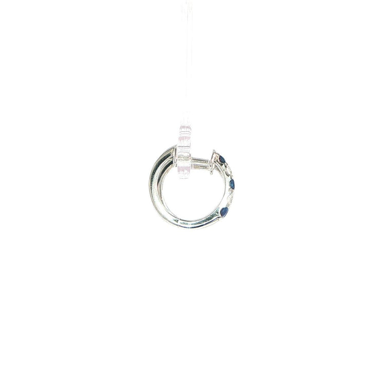 14K White Gold Sapphire & Diamond Huggie Earrings