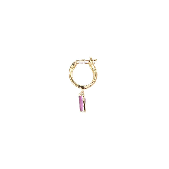 14K Yellow Gold Baguette Amethyst Huggie Earrings