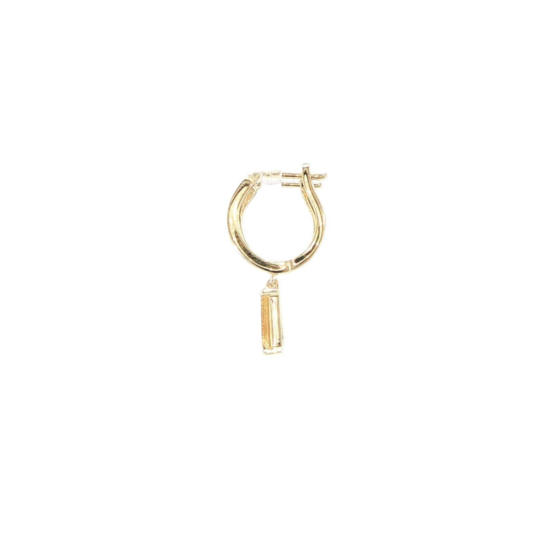14K Yellow Gold Baguette Citrine Huggie Earrings