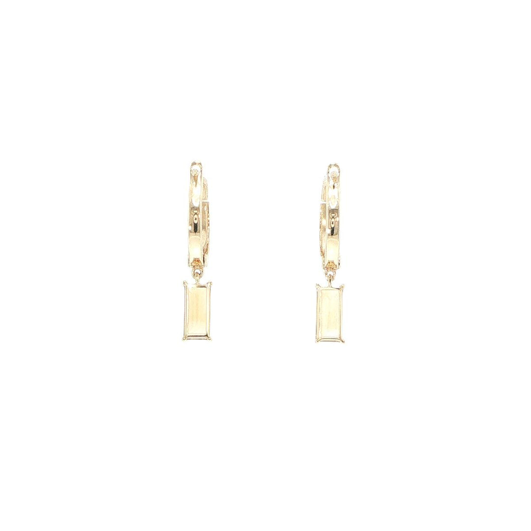 14K Yellow Gold Baguette Citrine Huggie Earrings