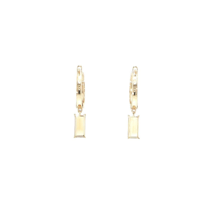 14K Yellow Gold Baguette Citrine Huggie Earrings