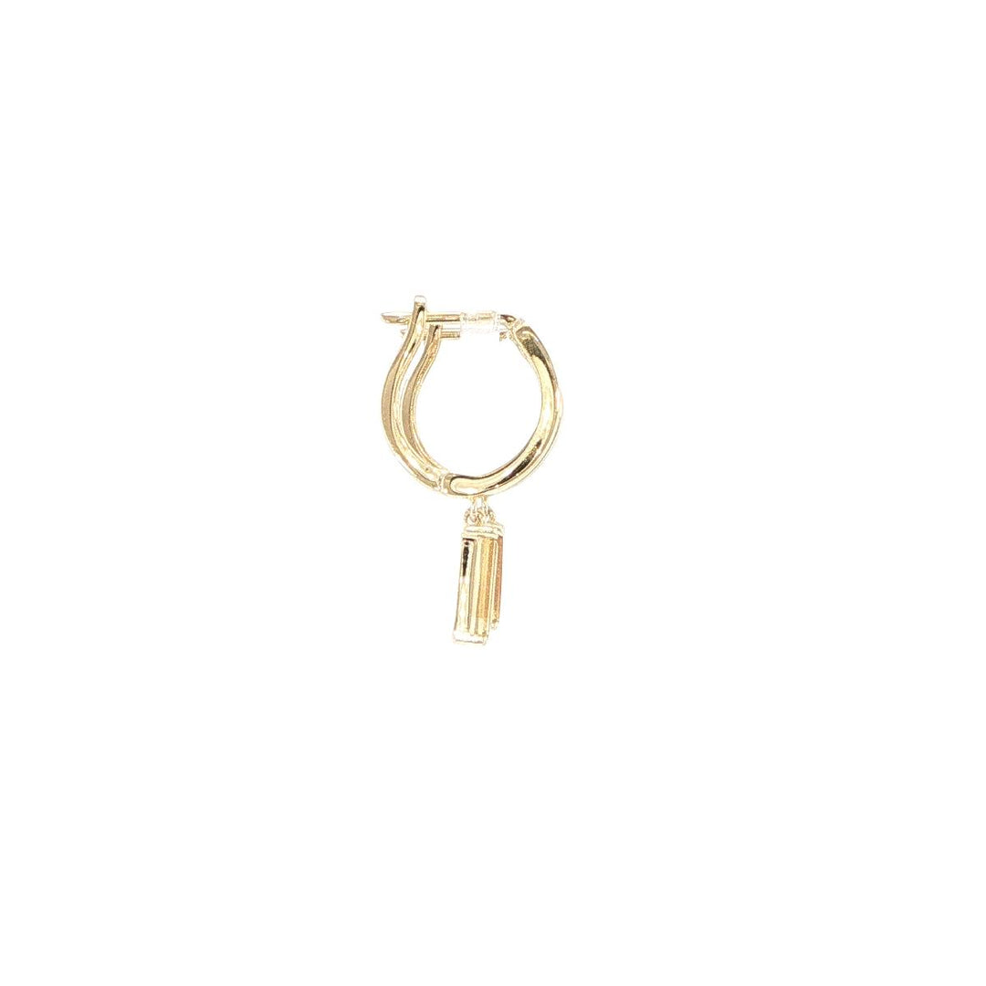 14K Yellow Gold Baguette Citrine Huggie Earrings