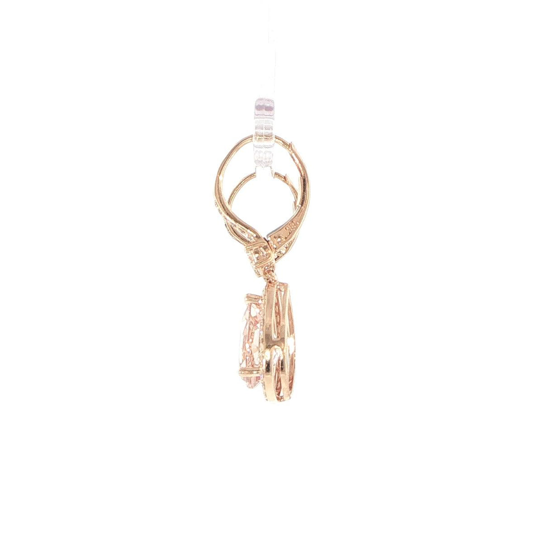 14K Rose Gold Morganite & Diamond Halo Drop Earrings