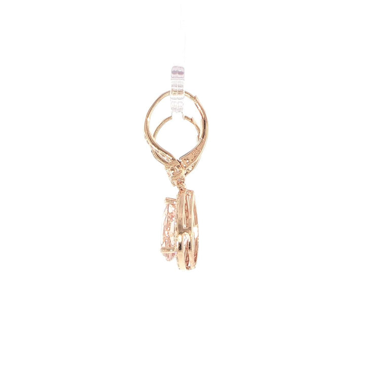 14K Rose Gold Morganite & Diamond Halo Drop Earrings