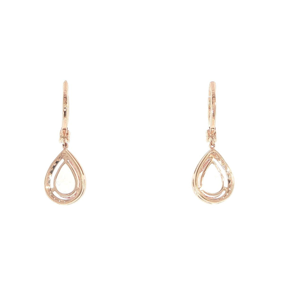 14K Rose Gold Morganite & Diamond Halo Drop Earrings