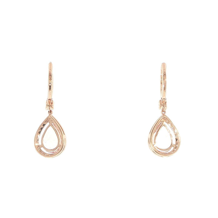 14K Rose Gold Morganite & Diamond Halo Drop Earrings