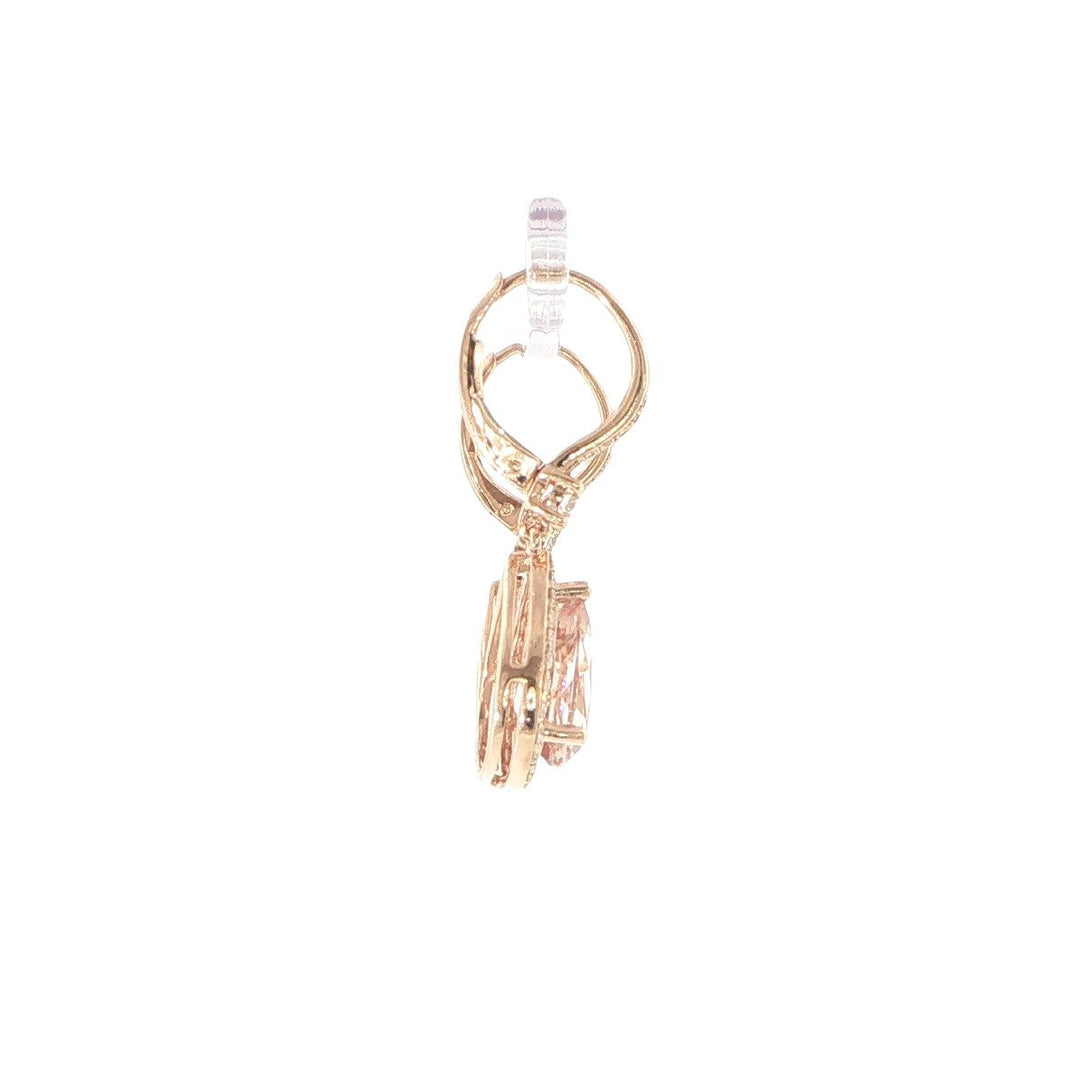 14K Rose Gold Morganite & Diamond Halo Drop Earrings