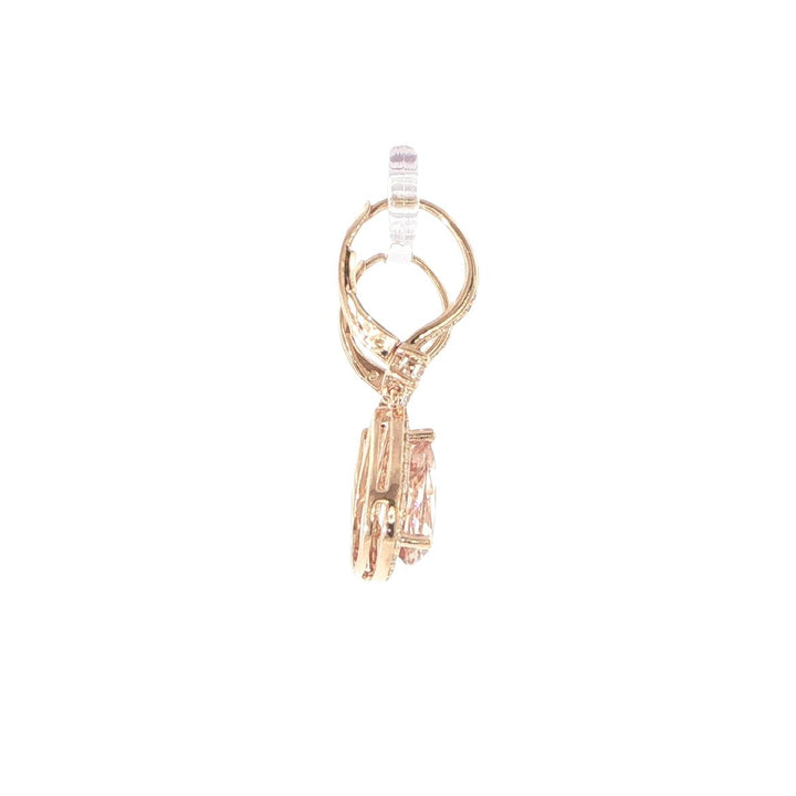 14K Rose Gold Morganite & Diamond Halo Drop Earrings