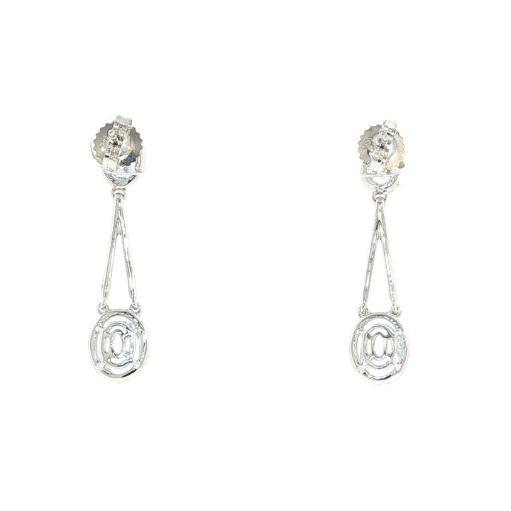14K White Gold Aquamarine & Diamond Halo Drop Earrings