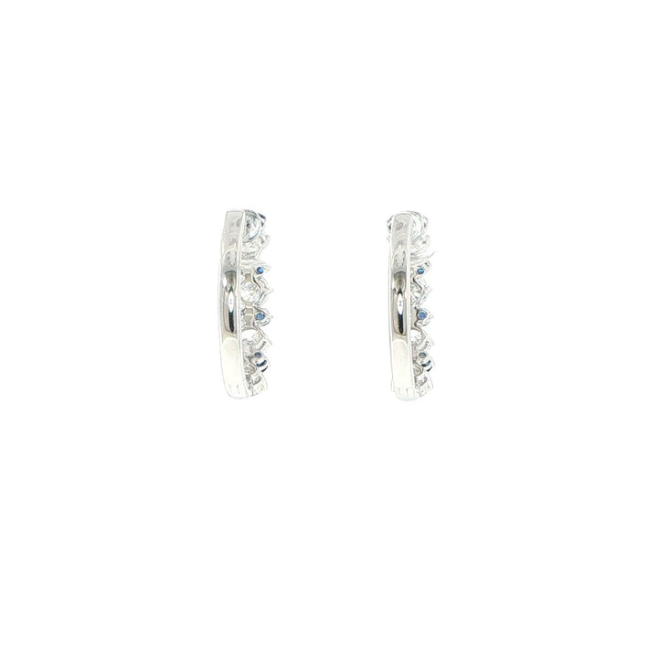 18K White Gold Diamond and Sapphire Hoop Earrings