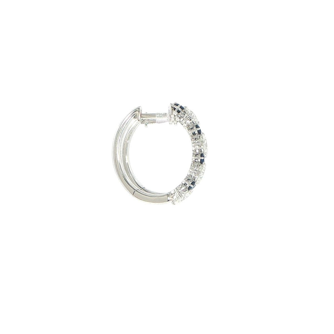 18K White Gold Diamond and Sapphire Hoop Earrings