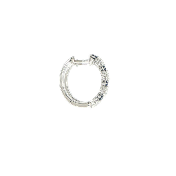 18K White Gold Diamond and Sapphire Hoop Earrings
