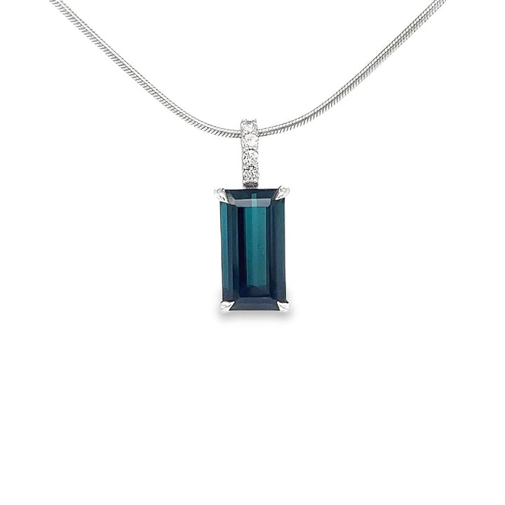 14K White Gold Tourmaline Drop Pendant