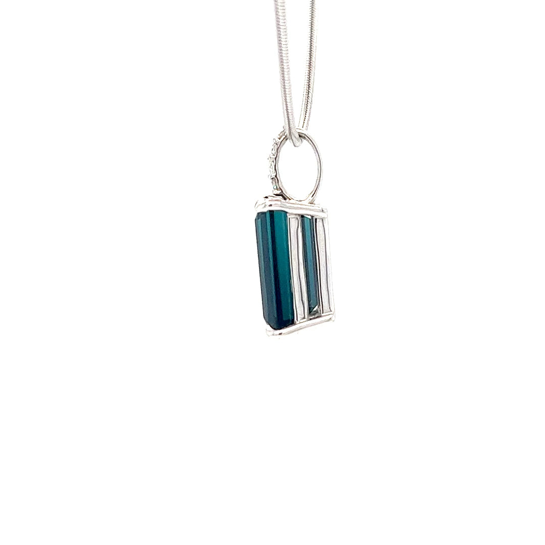14K White Gold Tourmaline Drop Pendant