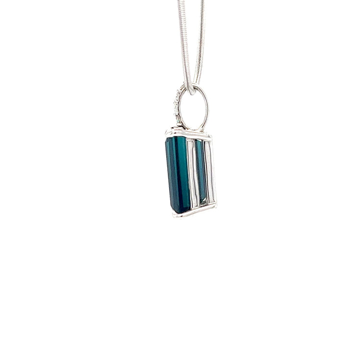 14K White Gold Tourmaline Drop Pendant