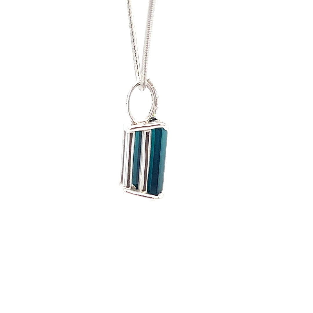 14K White Gold Tourmaline Drop Pendant