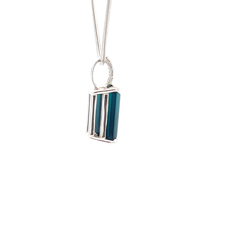14K White Gold Tourmaline Drop Pendant